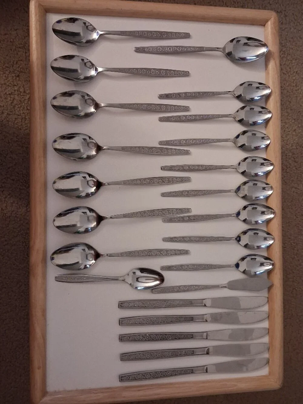 Vintage 1974 Sears Roebuck ANNEKA Flatware Set Stainless Korea Lot Of 23